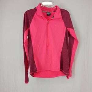 Victoria's Secret PINK ULTIMATE Half Zip Up Pink Heathered Spellout Women's Size